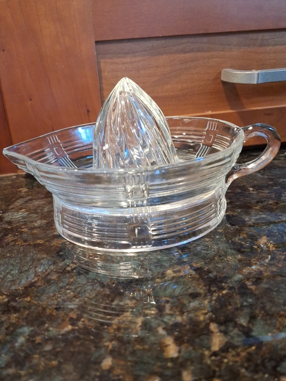Vintage Hazel Atlas Glass Juicer Criss Cross Pattern